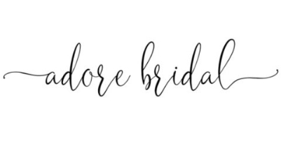 Logo displaying the text "adore bridal" in elegant cursive font on a white background.