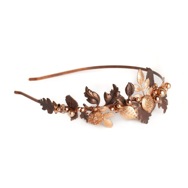 H005 - Rose Heritage Headband Copper Whimsical Rustic Vintage Coins Wedding Bridal Handmade Custom Nature Inspired Autumn Boho Beach Antique