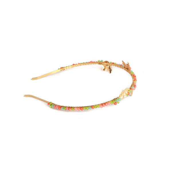 H029 Fun in the Sun Headband colorful multicolor happy gold leaf beads