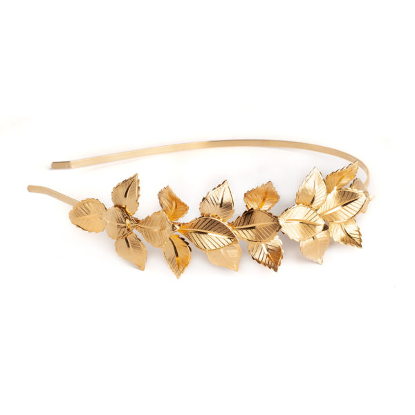 H037 - Gentle Luster Headband Gold Leaf Classy Heapiece Hair accessory simple bridal wedding bridesmaid flowergirl handmade leaves shinning