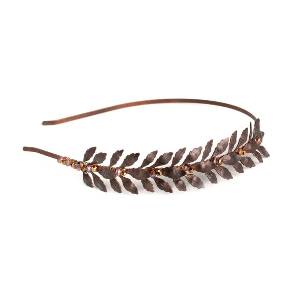 H069 - Bohemian Fall Headband Brown Copper Rustic Crown Headpiece Tiara Comb Hair Accessory handmade Swarovski Czech crystals gift for her