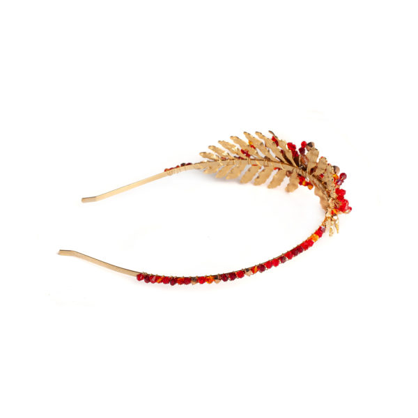 H079 - Holiday Festivities Headband handmade happy joyful Christmas showstopper red gold hair accessory headpiece cheer Swarovski sparkling