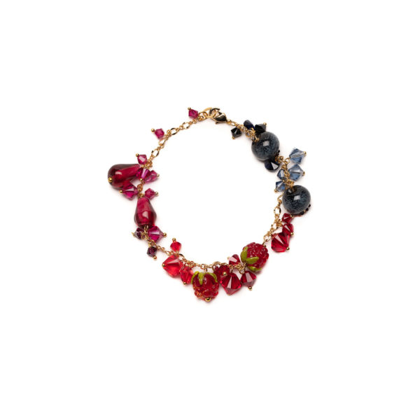 L009 summer berry blueberry raspberry pomegranate seed swarovski bracelet gold handmade from glass