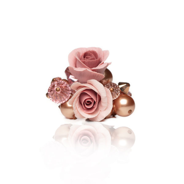 R002 Bouquet of Roses Ring dusty vintage antique rusty elegant roses pink ombre swarovski whimsical statement bridal unique handmade crystal