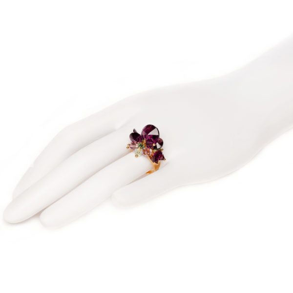 R004 Amethyst Ring swarovski rivoli crystals peridot purple lavish statement ring mystical intense sparkle gift for her