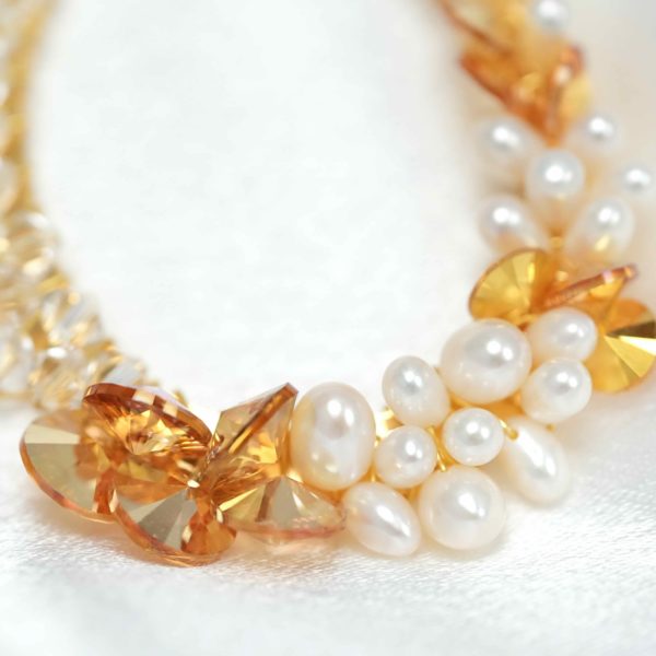 E469 - Sunlit Pearl Earrings gold pearl Swarovski crystals mermaid beach rivoli handmade bridal impressive boho statement large oversized gorgeous pearls handcrafted USA