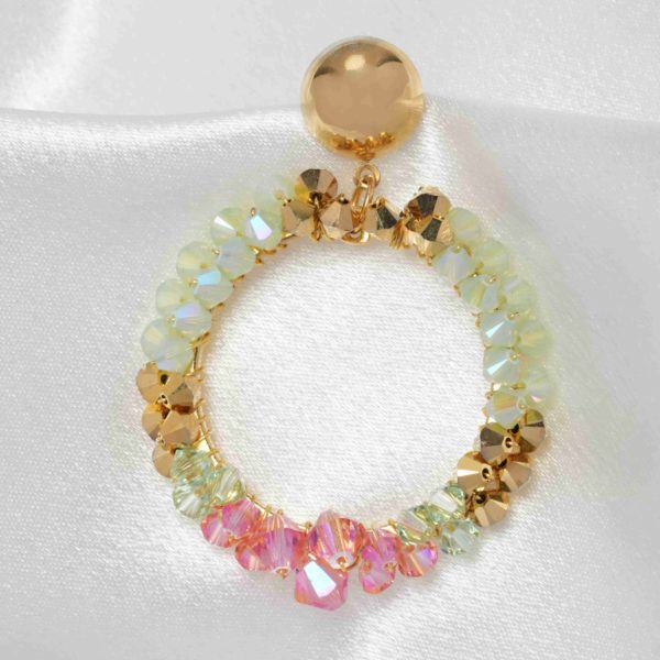 E601 - Luminous Aura Loop Earrings blue ocean Swarovski chrysolite crystals pink beach gold handmade bridal bridesmaid boho statement green