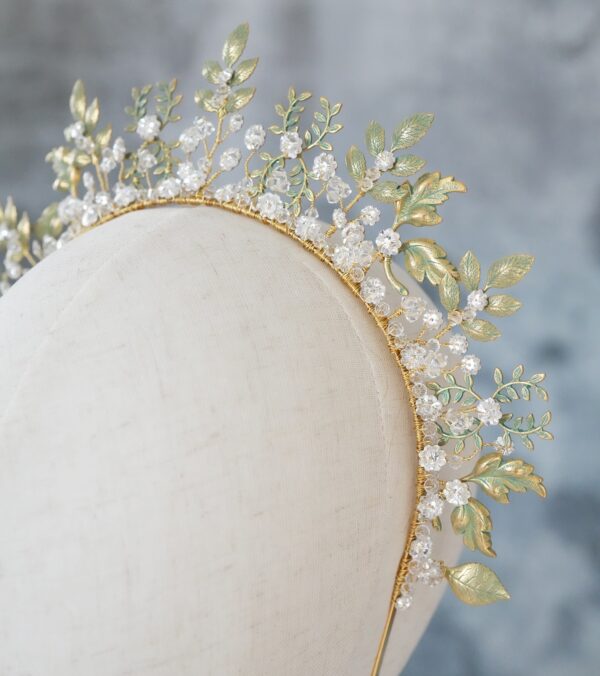 Celestial Gold Headband Crown • Sirens Netflix as seen on TV crystal headpiece • Sun Swarovski wedding tiara • Royal leaf halo • Boho bridal