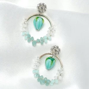 Blue Rose Loops Earrings
