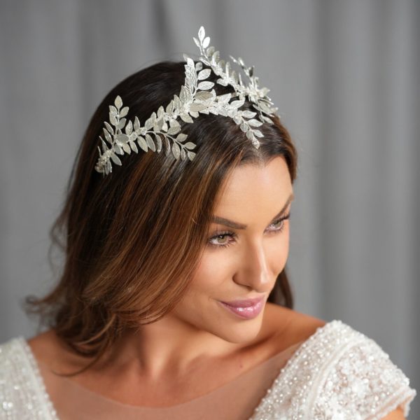 H428 - Forest Majesty Crown headband silver leaves crystals Swarovski crown hair accessories headpiece headdress bridal wedding tiara crown