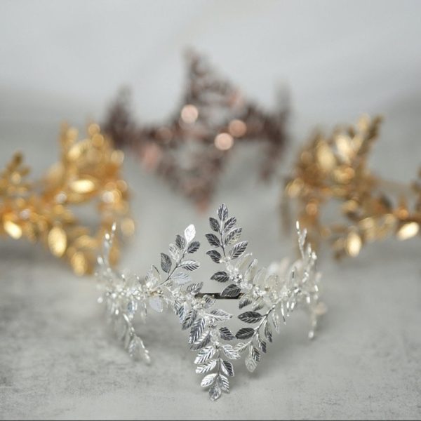 H428 - Forest Majesty Crown headband silver leaves crystals Swarovski crown hair accessories headpiece headdress bridal wedding tiara crown