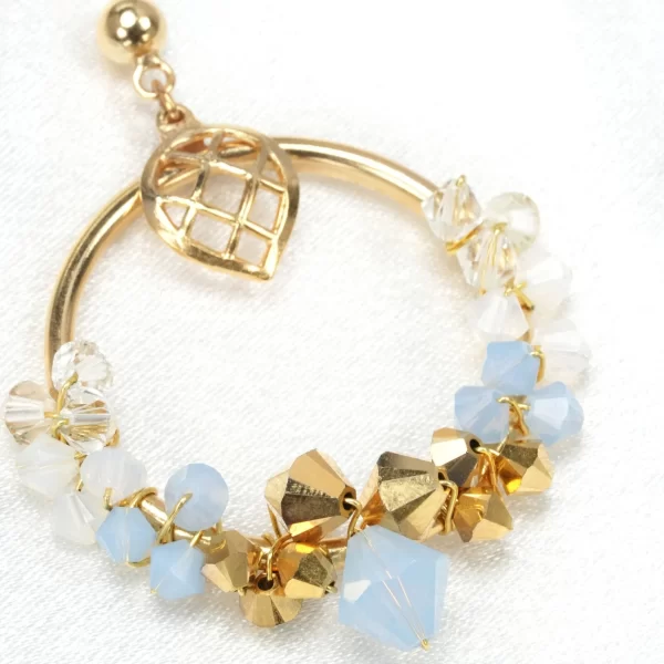 E614 - Horizon Loop Earrings opal blue hoop Swarovski crystals sky gold handmade bridal bridesmaid boho statement something blue sparkling