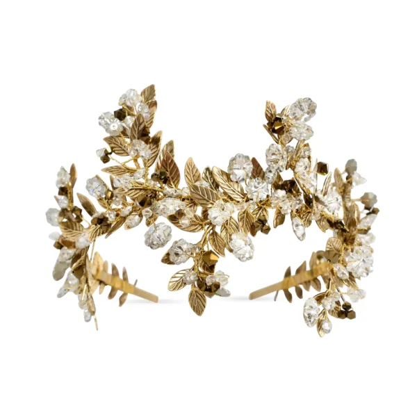 Imperial Grace Crown Headband Gold leaves by Lavlii Antique gold statement headpiece