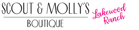 Logo for Scout & Molly's Boutique, with "Lakewood Ranch" written in pink script to the right.